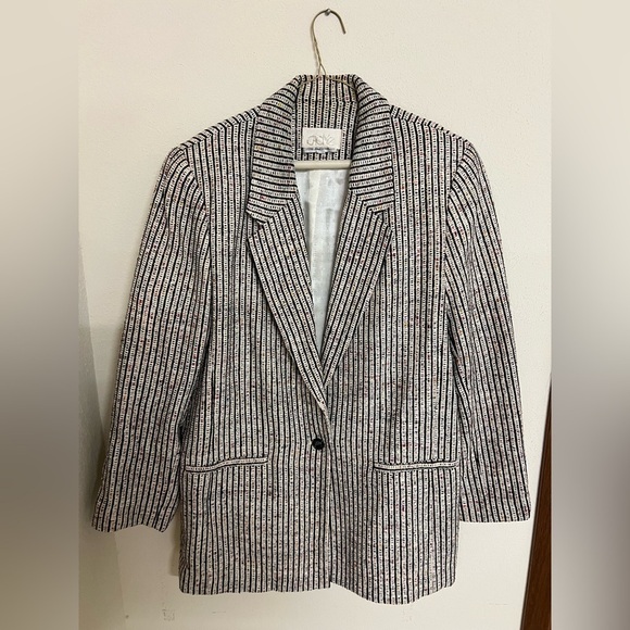 VTG 100% handwoven silk Striped Women's Blazer large - Picture 1 of 9